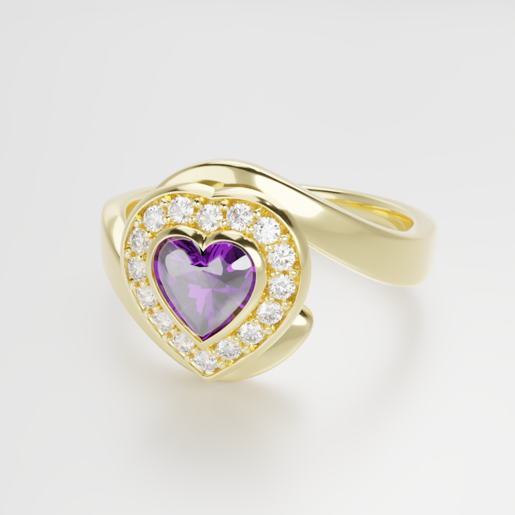 Pierścionek "Heart Halo Twist"