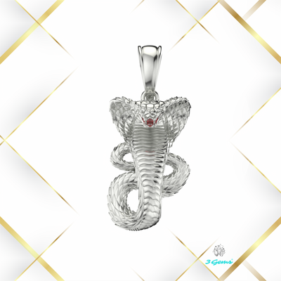 Srebrna zawieszka w kształcie kobry – luksusowy projekt z czerwonym granatem od 3Gems