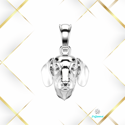 Zdjęcie zawieszki z głową jamnika z białego złota 14K – elegancka propozycja od 3Gems