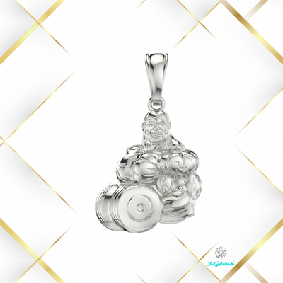 Zdjęcie zawieszki z kulturystą w białym złocie 14K – idealna dla pasjonatów siłowni