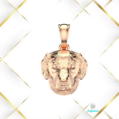 Zdjęcie zawieszki z głową golden retrievera w różowym złocie 14K – Dog Collection od 3Gems