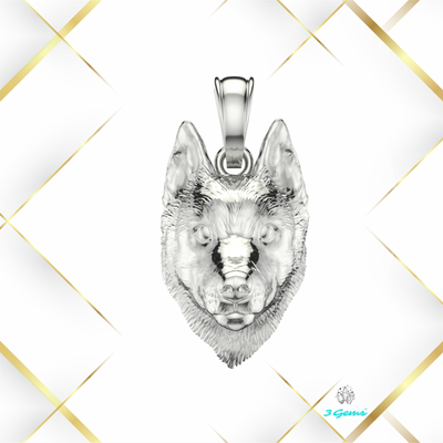 Zdjęcie zawieszki z husky w białym złocie 14K – elegancki prezent dla miłośnika rasy