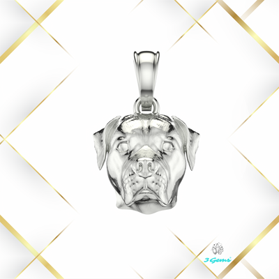 Obraz biżuterii z psem rasy amstaff – białe złoto, elegancki prezent dla miłośników rasy