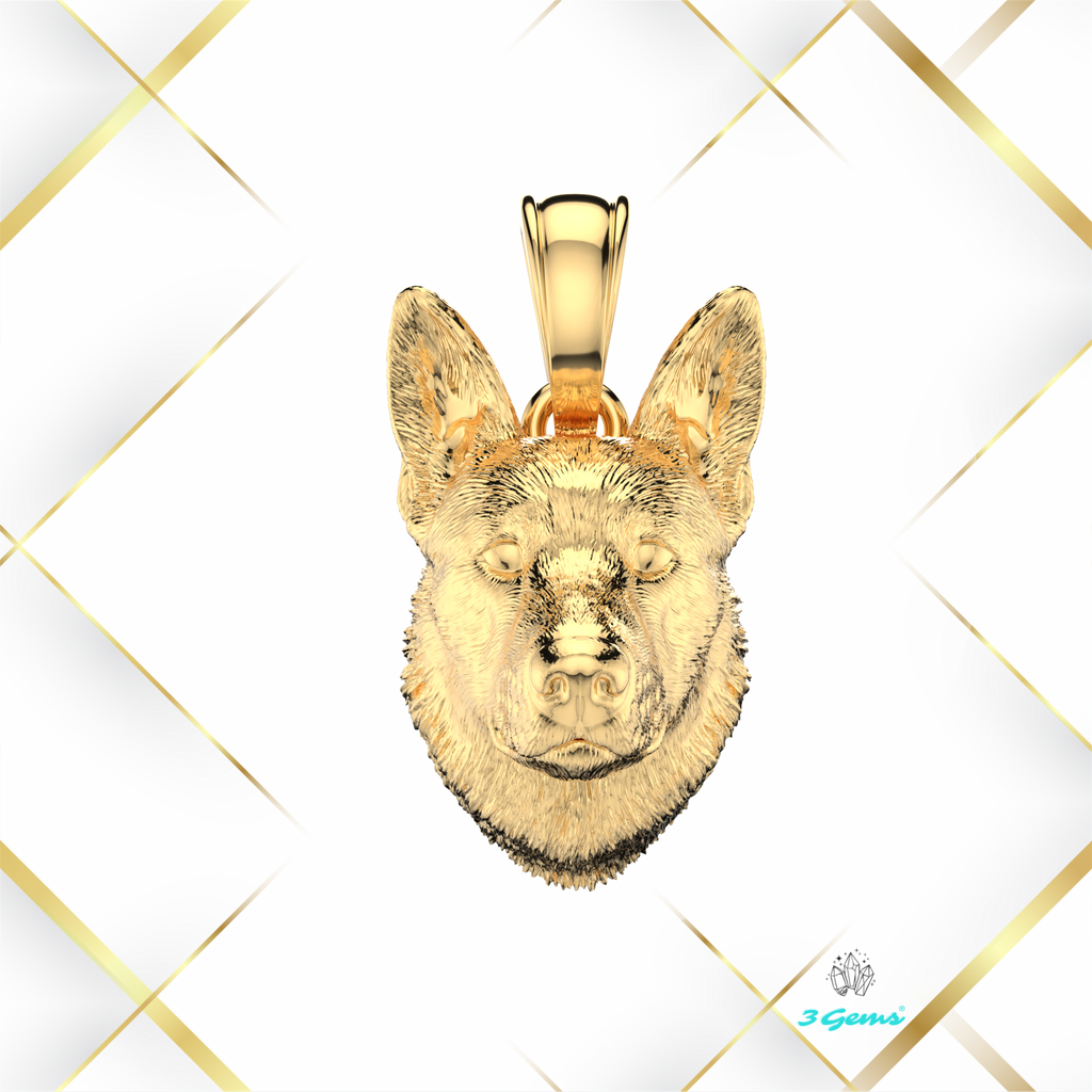 Zdjęcie zawieszki z owczarkiem niemieckim – żółte złoto 14K, Dog Collection od 3Gems