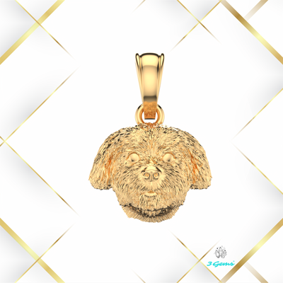 Obraz biżuterii z maltańczykiem – żółte złoto, idealny prezent dla miłośników psów