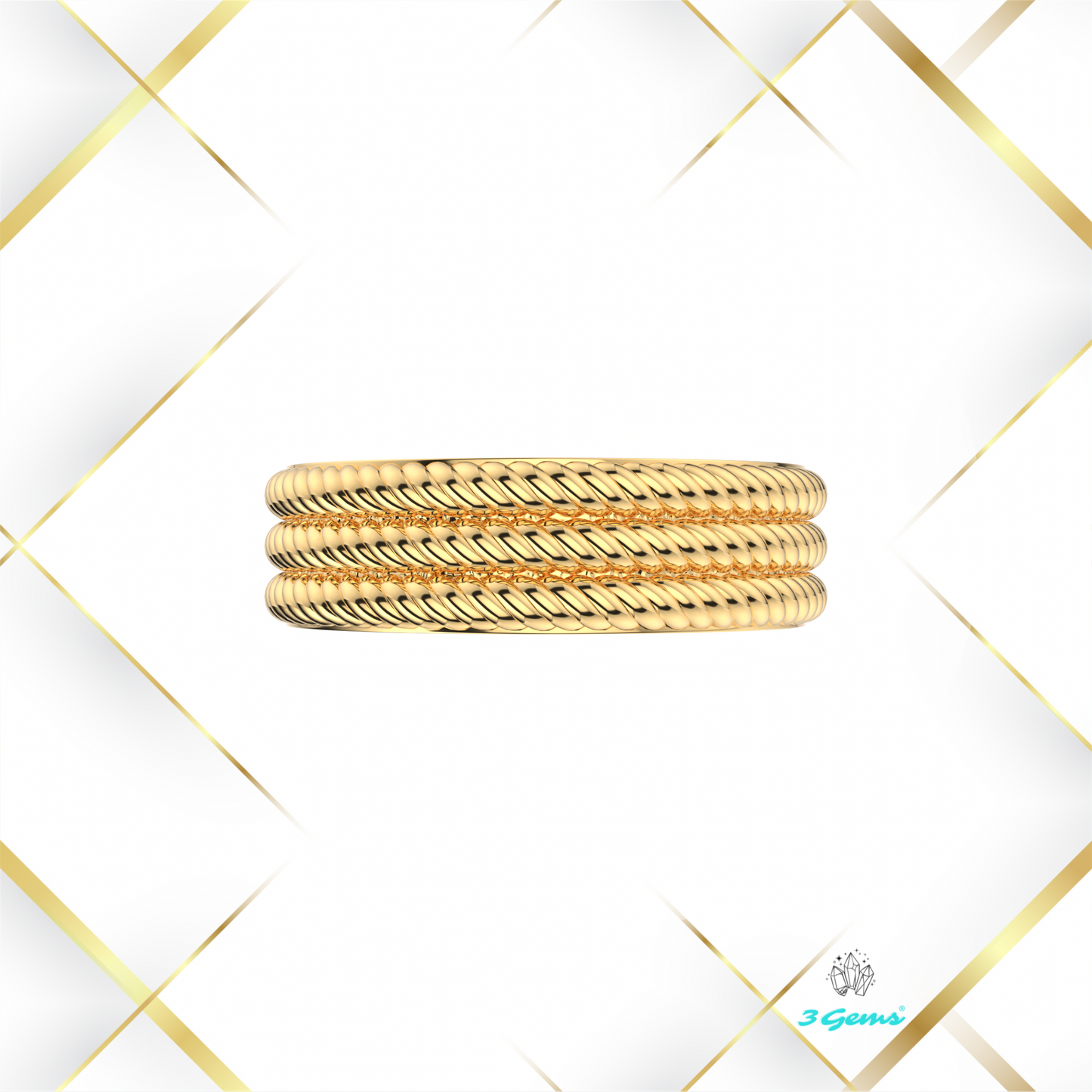 render złotego pierścionka Plexus Ring z trójwarstwową strukturą – 3Gems