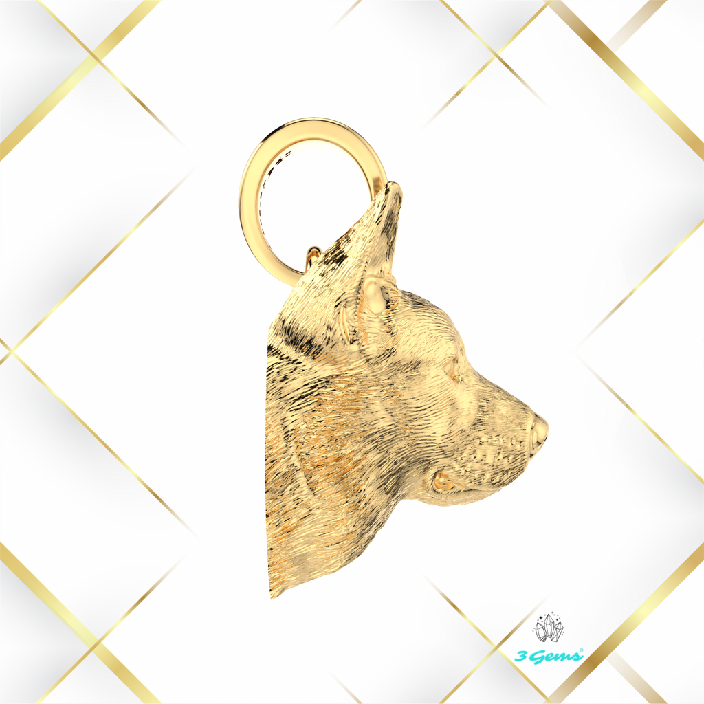 Zdjęcie zawieszki z owczarkiem niemieckim – żółte złoto 14K, Dog Collection od 3Gems