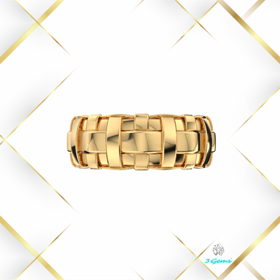 obraz pierścienia Wooven Ring z żółtego złota – 3Gems
