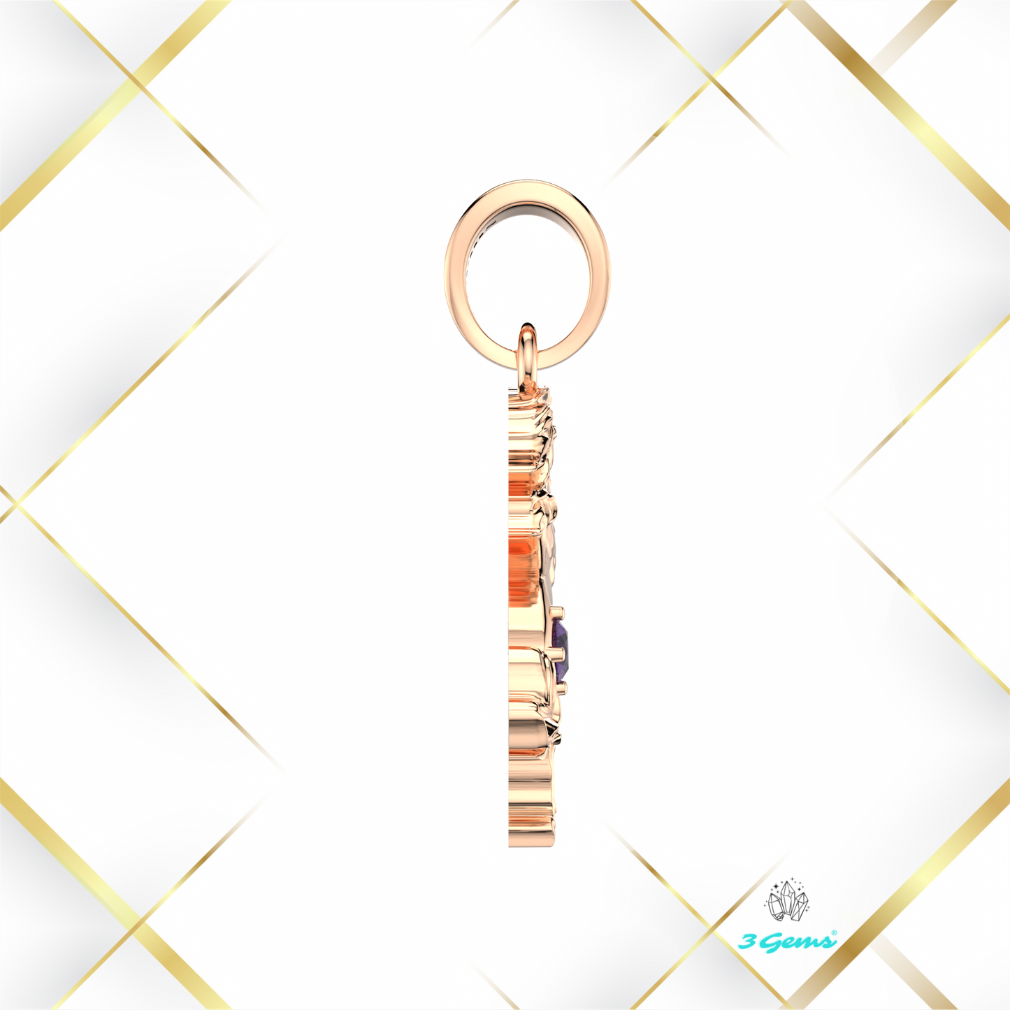 Zdjęcie zawieszki z koniem z różowego złota 14K i ametystem – elegancki prezent z kolekcji 3Gems