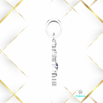 Zdjęcie zawieszki z koniem w białym złocie 14K i ametystem – symbol siły i wolności