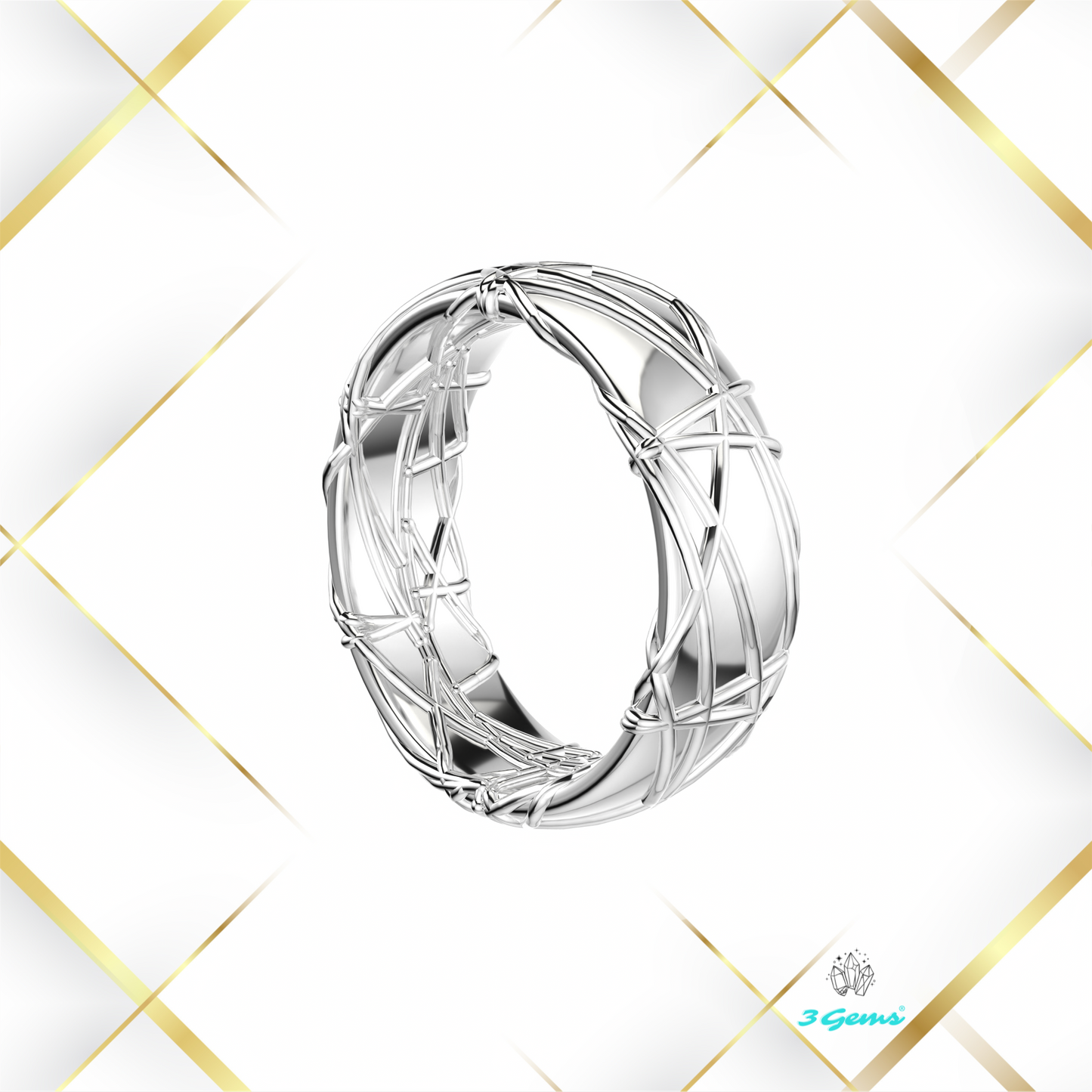 render 3D pierścienia Thorn Ring w srebrze