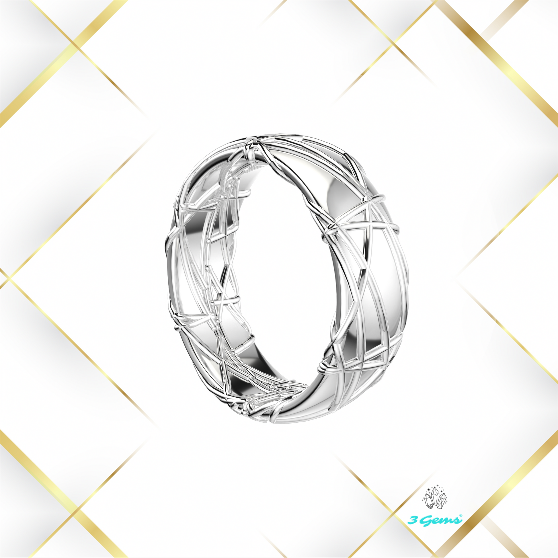 render 3D pierścienia Thorn Ring w srebrze