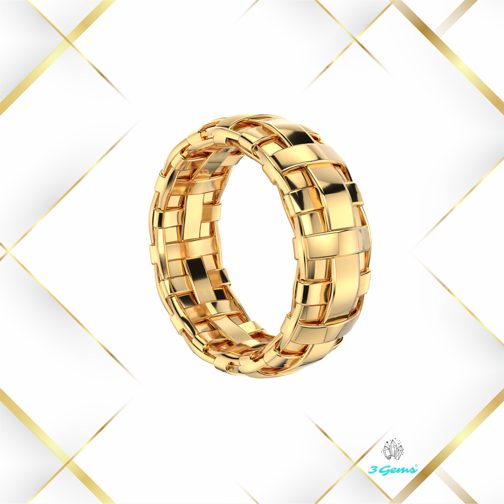 obraz pierścienia Wooven Ring z żółtego złota – 3Gems