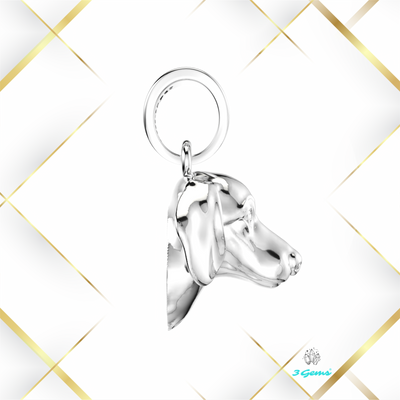 Zdjęcie zawieszki z głową jamnika z białego złota 14K – elegancka propozycja od 3Gems