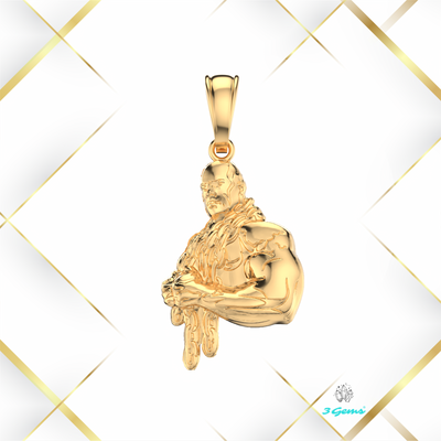 Zdjęcie zawieszki z postacią kulturysty – żółte złoto 14K, 3Gems dla entuzjastów siły
