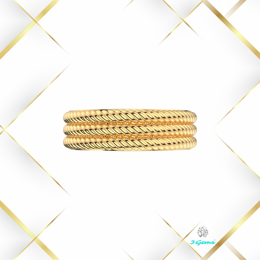 render złotego pierścionka Plexus Ring z trójwarstwową strukturą – 3Gems
