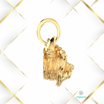 Obraz ręcznie wykonanej zawieszki z yorkiem – żółte złoto 14K, prezent premium od 3Gems