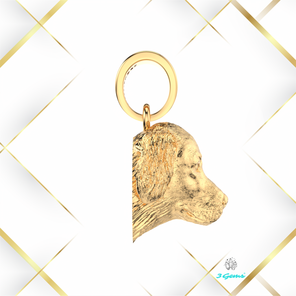 Fotografia zawieszki 3Gems – golden retriever w żółtym złocie, ręcznie wykonana pamiątka