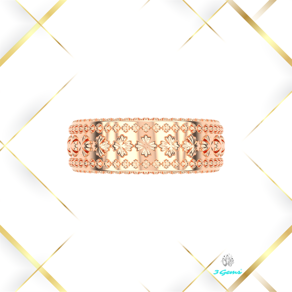 zdjęcie pierścionka Clover Ring z motywem koniczyny w różowym złocie – 3Gems