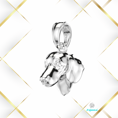 Zdjęcie zawieszki z głową jamnika z białego złota 14K – elegancka propozycja od 3Gems