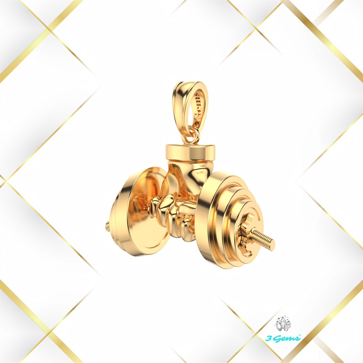 produkt 3Gems – zawieszka Dumbbell Lift żółte złoto