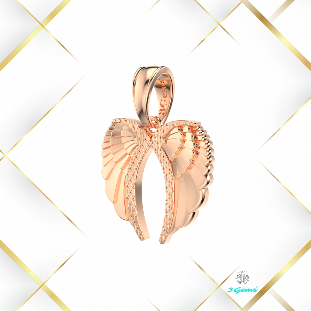 obraz zawieszki skrzydła anioła z różowego złota 3Gems