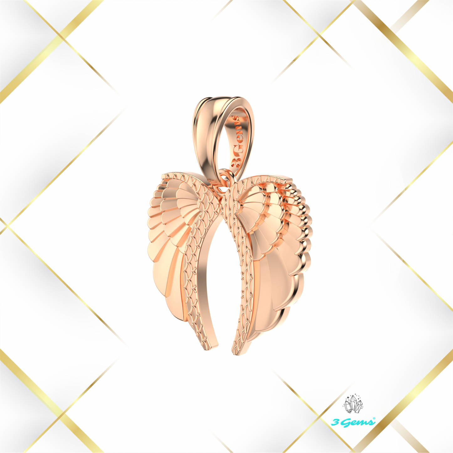 obraz zawieszki skrzydła anioła z różowego złota 3Gems