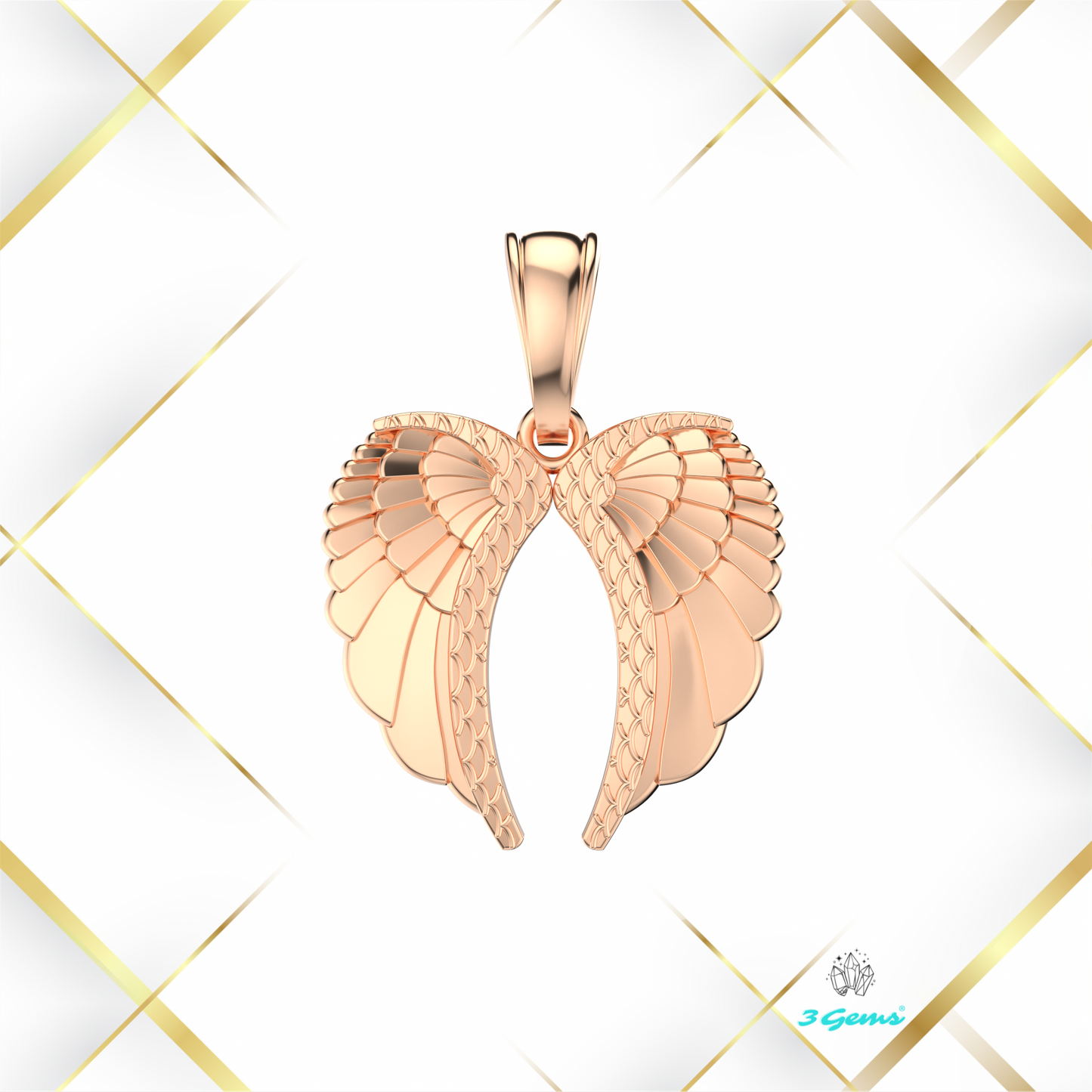 obraz zawieszki skrzydła anioła z różowego złota 3Gems
