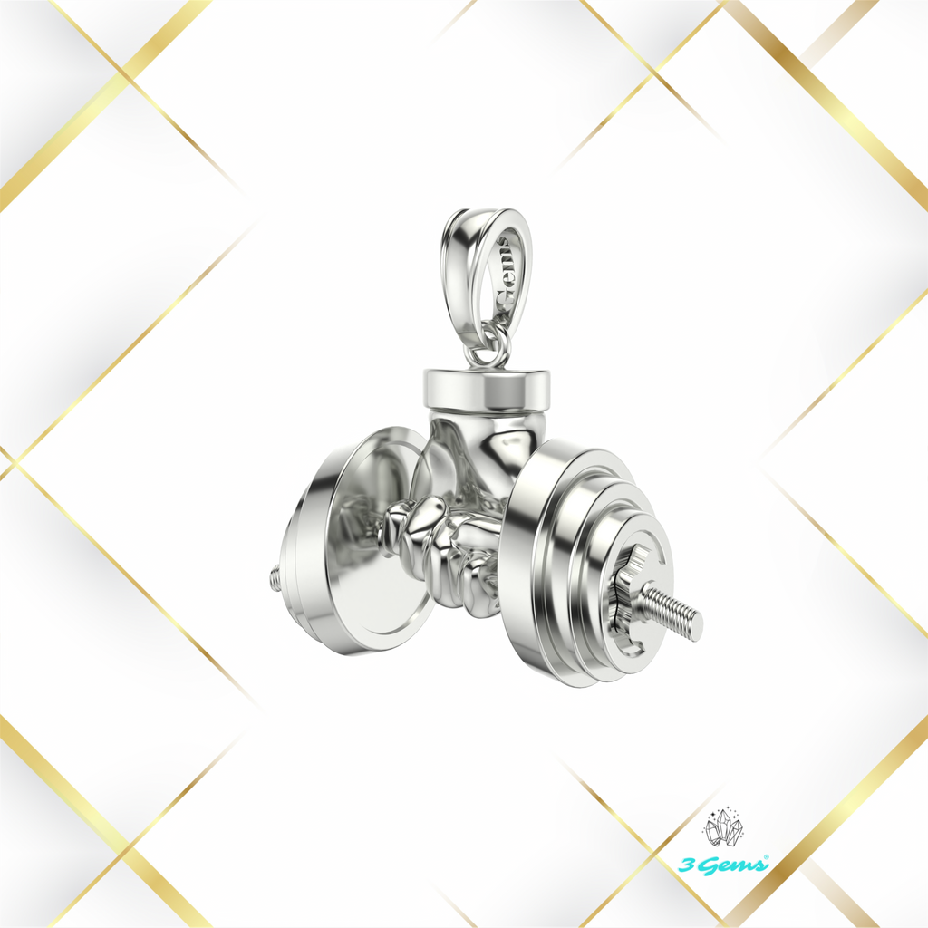 obraz srebrnej zawieszki Dumbbell Lift – 3Gems