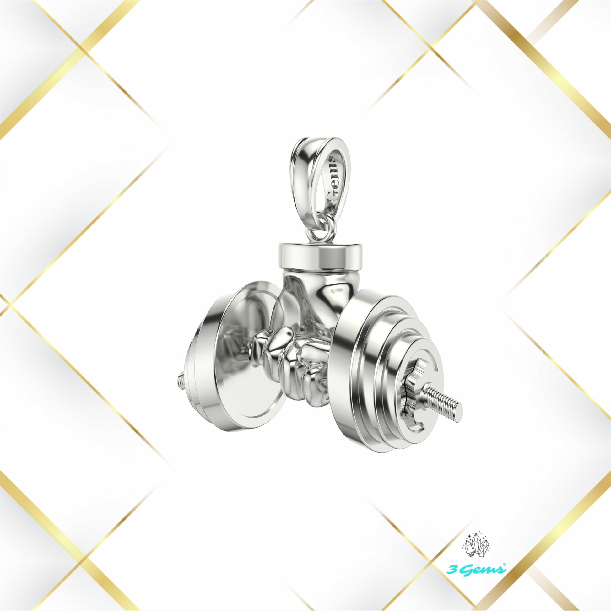 obraz srebrnej zawieszki Dumbbell Lift – 3Gems