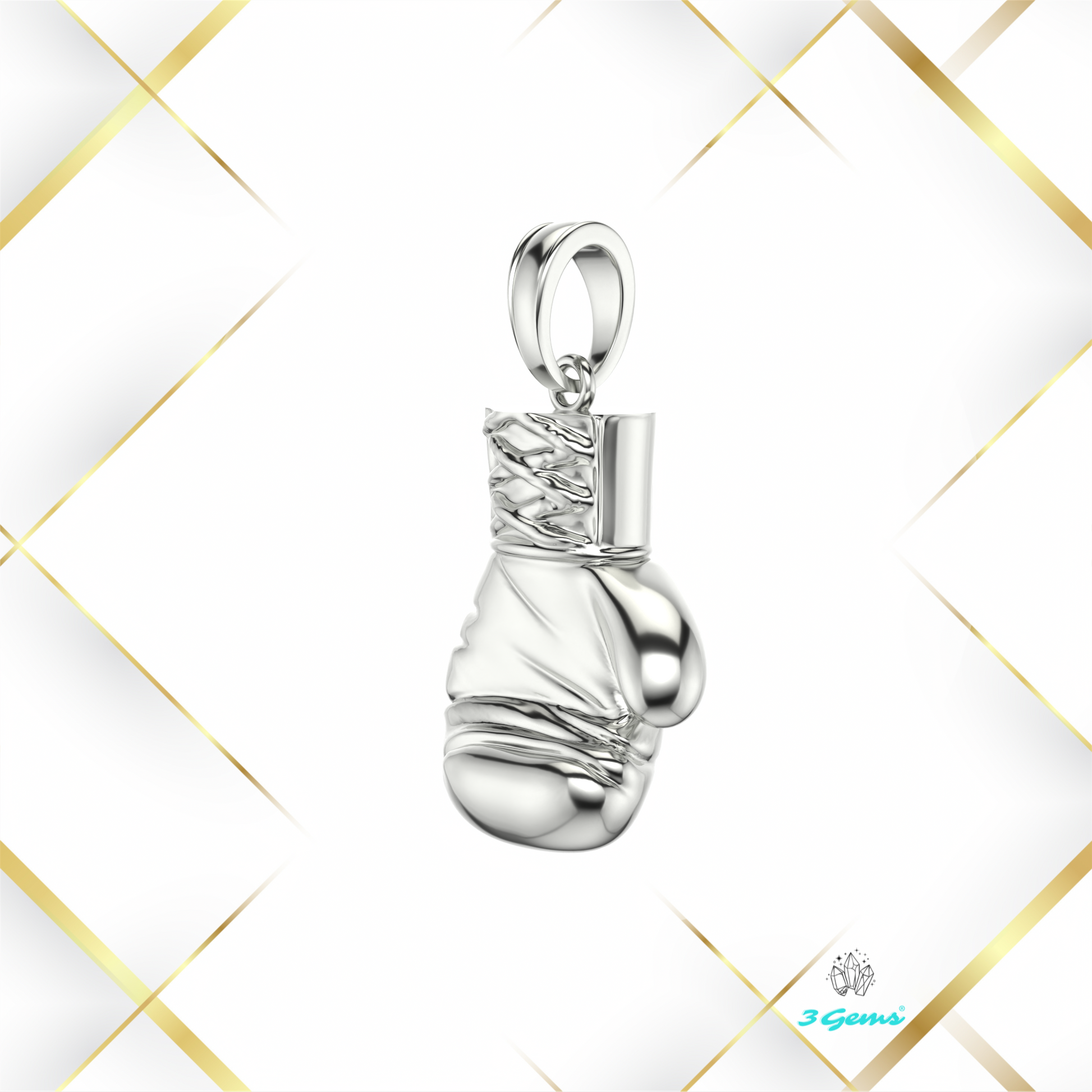 wizualizacja zawieszki rękawica bokserska – srebro