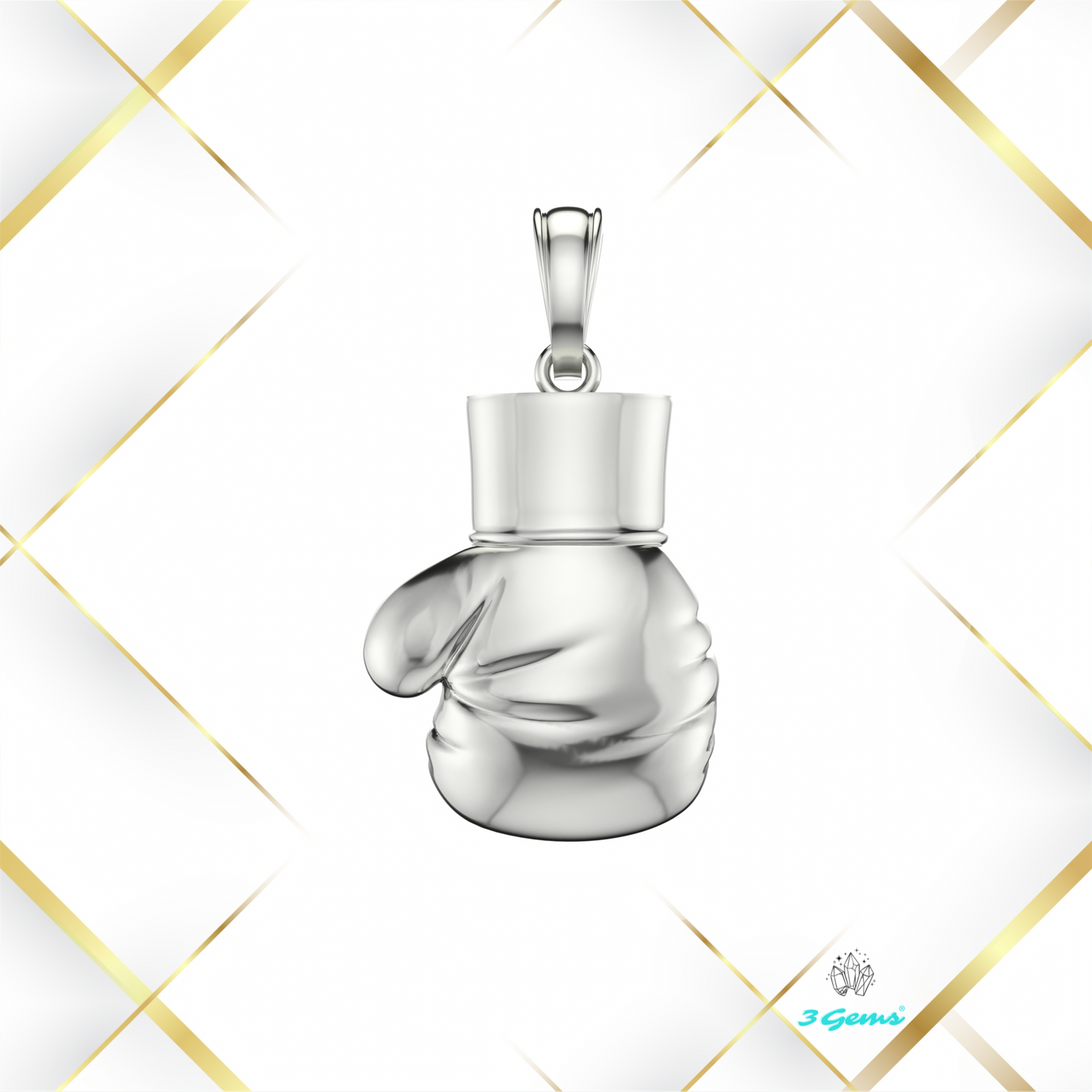 wizualizacja zawieszki rękawica bokserska – srebro