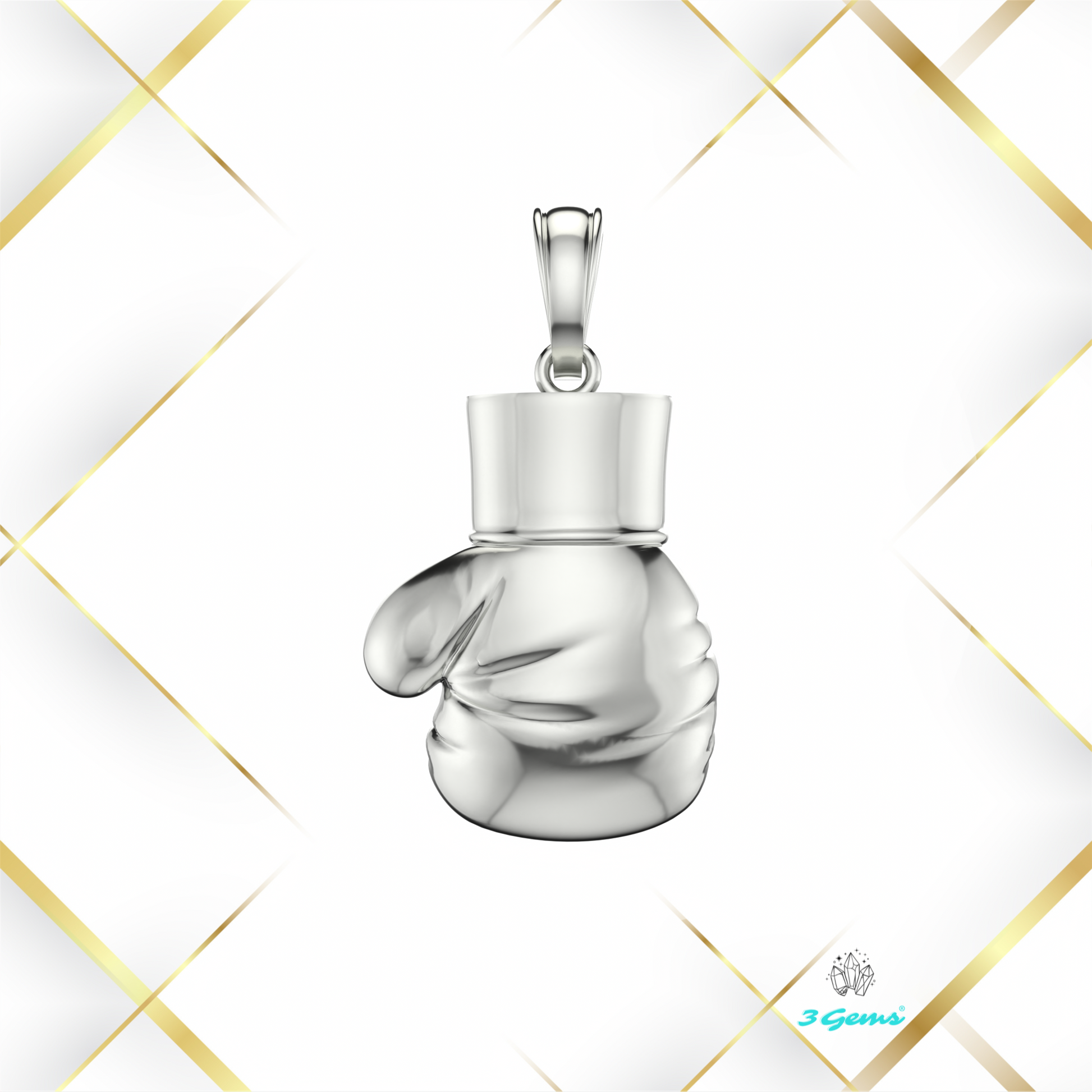 wizualizacja zawieszki rękawica bokserska – srebro