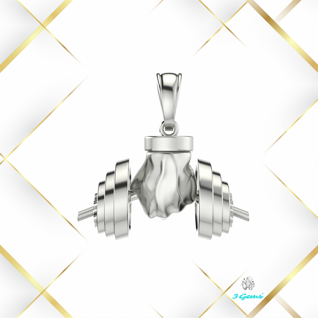 obraz srebrnej zawieszki Dumbbell Lift – 3Gems