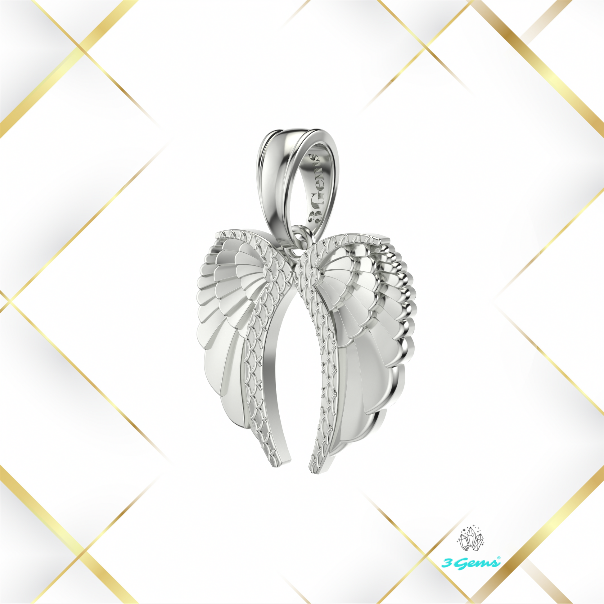 render 3D Angel Wings – zawieszka ze srebra