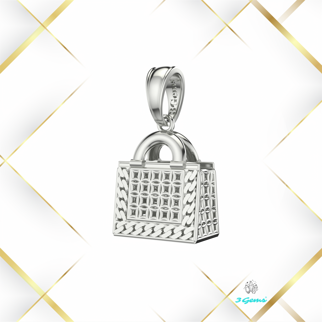 obraz srebrnej zawieszki w kształcie torebki 3Gems