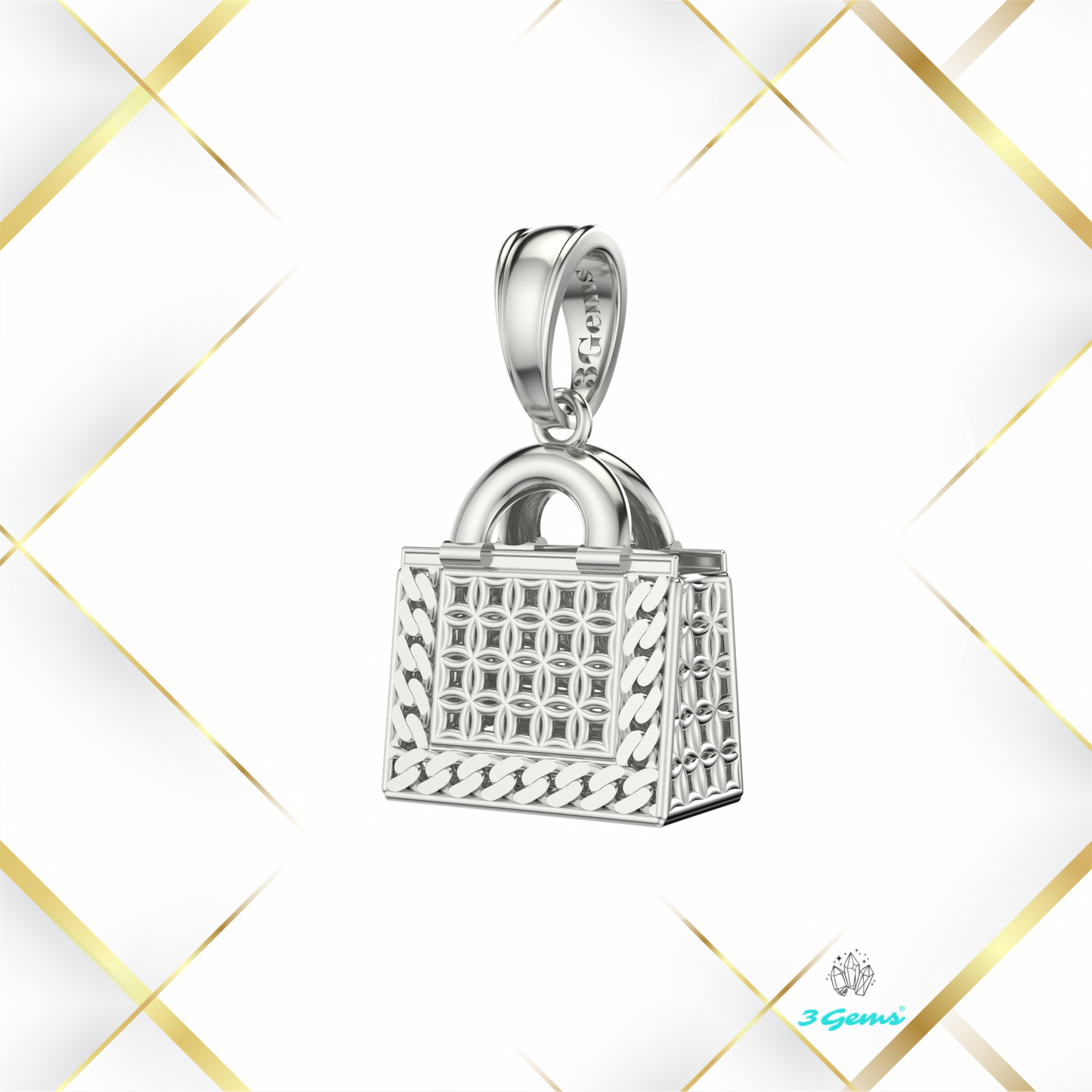 obraz srebrnej zawieszki w kształcie torebki 3Gems