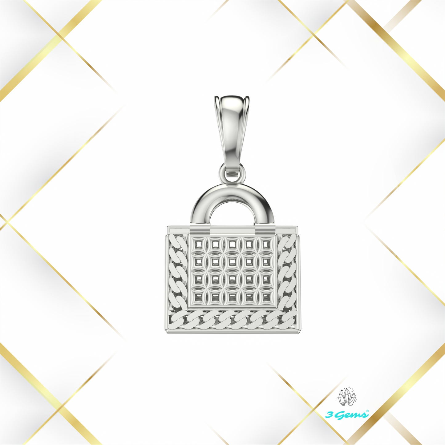 obraz srebrnej zawieszki w kształcie torebki 3Gems