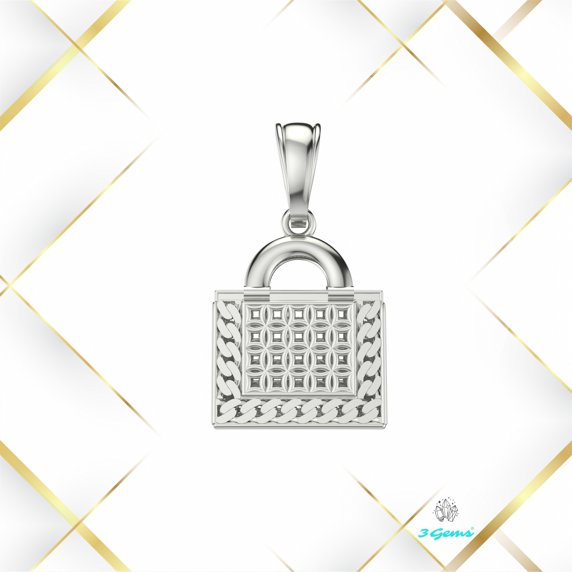 obraz srebrnej zawieszki w kształcie torebki 3Gems